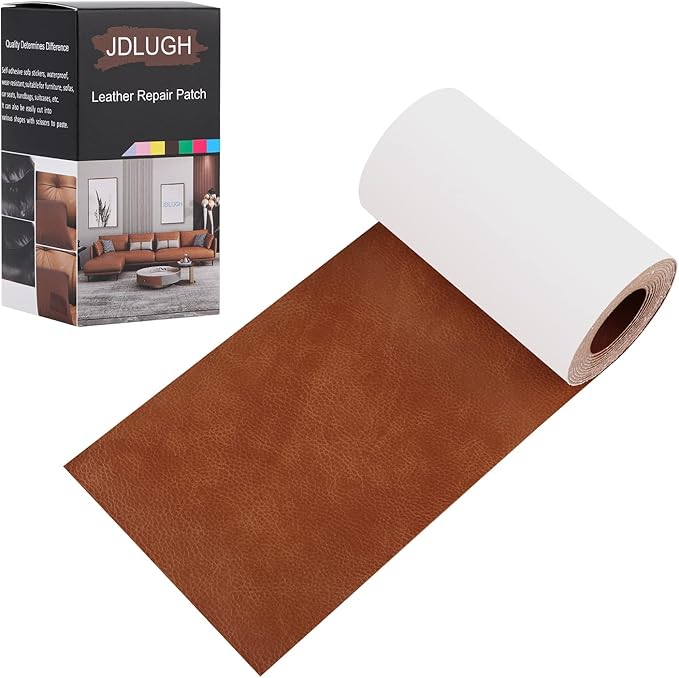 JDLUGH Sofa Leather Repair Patch Tape 3.5x60 Inch Self Adhesive Couch, Car Seat, Office Chair, Leather Furniture, Vinyl Repair Patch Kit for Furniture(3.5x60 Inch, Brown)