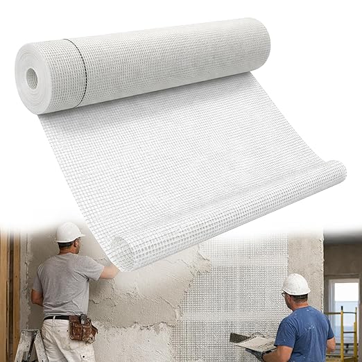 Fiberglass Mesh Roll for Stucco & Wall Repair –39 in, 53.8 Sq.Ft. Coverage,160g/㎡ Alkali Resistant Fibreglass Reinforcing Mesh, Non-Adhesive Fiber Patch for Plaster, Render, Tile,Gypsum Walls.
