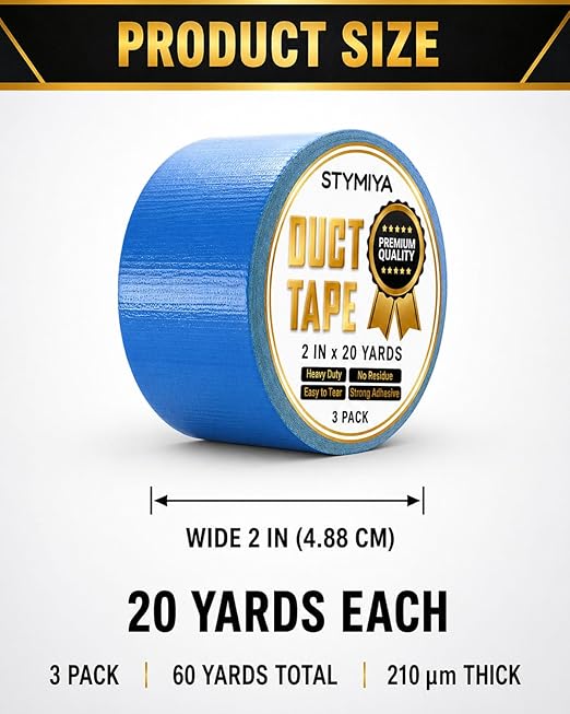Blue Duct Tape Heavy Duty: Wide Waterproof Outdoor Duck Furniture Repair Tape Bulk - Strong Adhesive Weather UV Resistant No-Residue Masking Tapes Patterns Variety Pack (3, Blue)