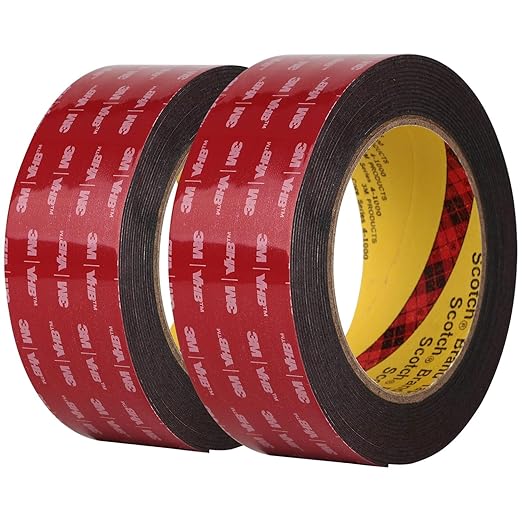 3M Double Sided Mounting Tape 2 Pack 2" Width 5925 Black Foam Tape High Bond Waterproof Heavy Duty Strong Adhesive Tape Thick 0.025in Fastener Replace Décor Frame Logos