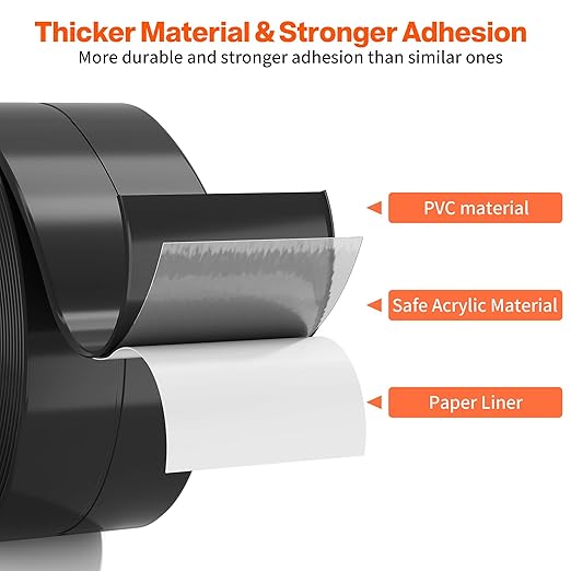 Dstorelhp 2 Rolls Black Caulk Tape Waterproof Self Adhesive, Decorative Caulking Tape for Kitchen, Countertop, Bathroom, Sink, Bathtub, Toilet, Shower (1.5" x 10.5Ft)