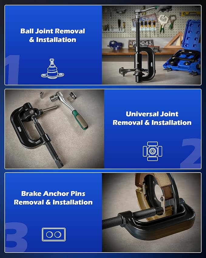 Orion Motor Tech Ball Joint Press Kit, Heavy Duty Ball Joint Removal Tool with 4wd Adapters, Ball Joint Tool for Most 2WD and 4WD Cars and Light Trucks