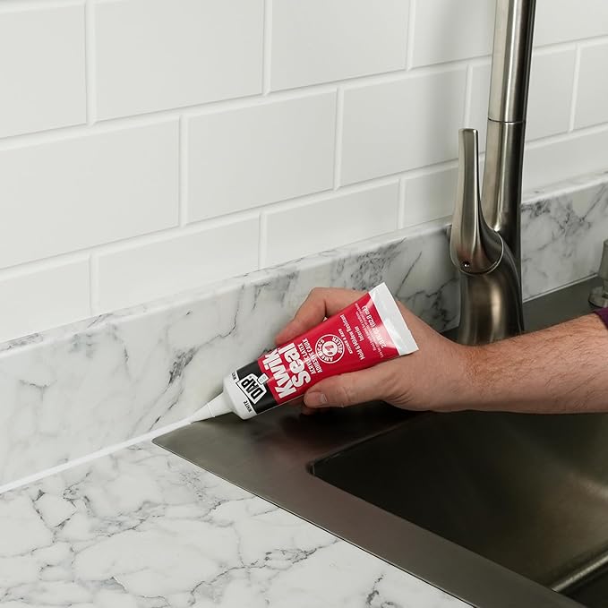 Dap 18001 6 Pack 5.5 oz. Kwik Seal Kitchen and Bath Adhesive Caulk, White