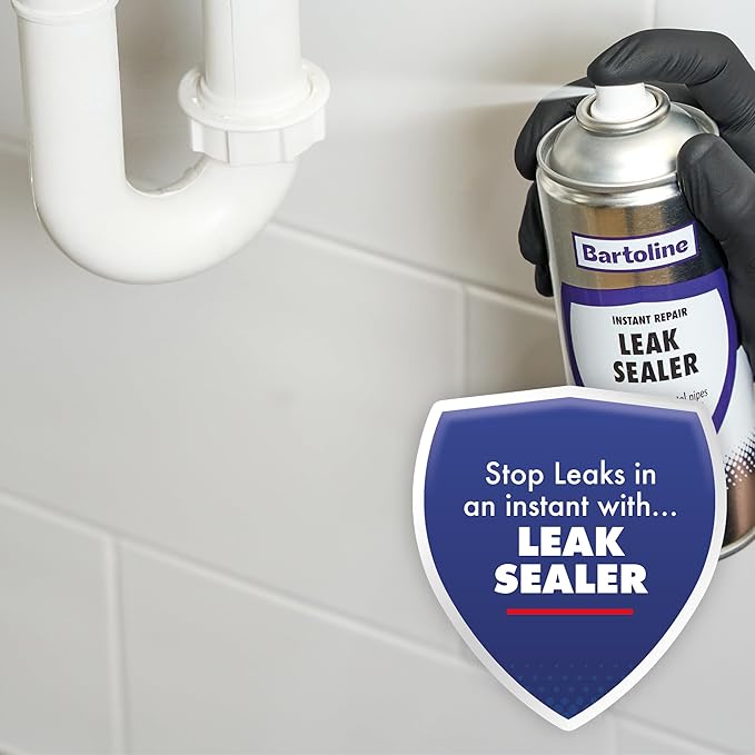 Bartoline Leak Sealer Spray, White, 13.5 oz [3 Pack] - Instant Waterproof Sealant for Pipes, Gutters, Roofs & Cracks Durable, Overpaintable & Weatherproof - 400 ml