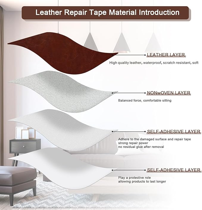 JDLUGH Sofa Leather Repair Patch Tape 8.2x11 Inch2PCS Self Adhesive Leather Sofa, Car Seat, Leather Furniture, Vinyl Repair Patch Kit (8.2x11 Inch,Brown 3.0/Dark Brown 3.0)