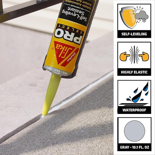 Sikaflex Self Leveling Polyurethane Sealant, Gray | Accelerated Curing | For Concrete Joints | Horizontal Application | 10.1 fl oz (4-Pack)