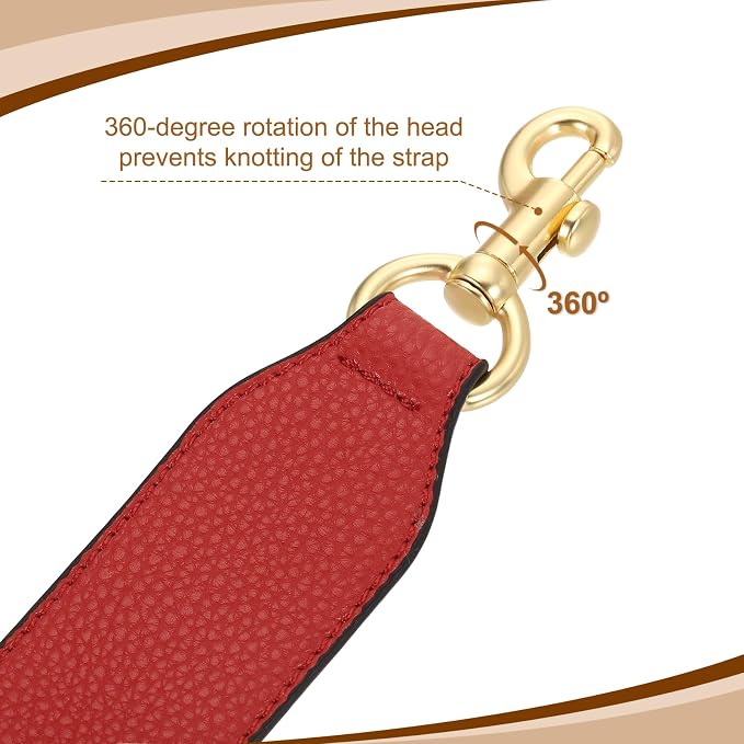 uxcell 22.83 Inch PU Leather Short Bag Strap with Clasp, Purse Handles Handbags Replacement Straps for Clutch Bag Crossbody Underarm Bags, Red, Light Gold Buckle