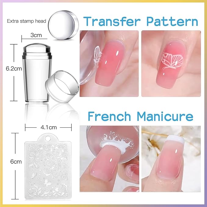 Biutee Nail Stamping Plate 15PCS Nail Stamper Kit Nail Art Stamping Plates Set with Nail Stamper, Scraper & Storage Bag, Nail Stamping Kit Star Bowknot Love Butterfly Leaf Design Template for Nail Art