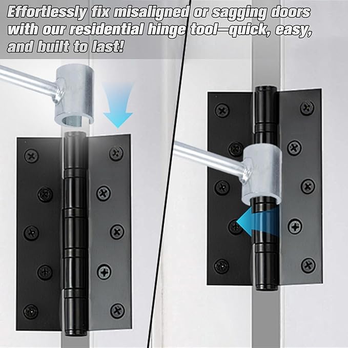 1 Pack Dual Size Door Hinge Adjustment Tool 14–19mm, Door Hinge Repair Tool, Door Gap Adjustment Tool, Door Adjustment Tool, Heavy Duty for Fixing Gaps in Fire, Cleanroom Safety Use(Silvery)