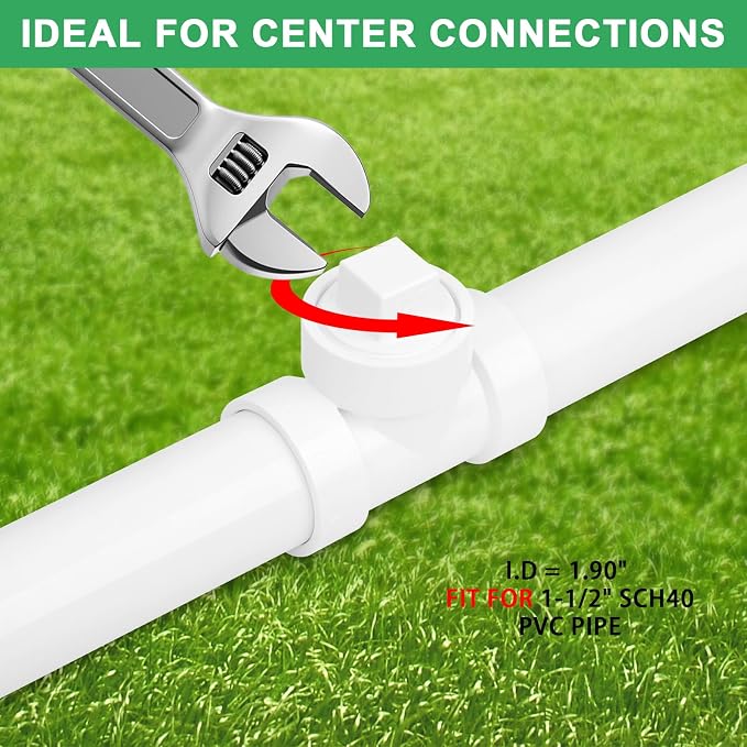 3Pack 1-1/2IN PVC DWV Cleanout Tee with Plug Pipe Fitting (Socket x Socket x FPT) SCH40 1.50IN DWV PVC Sewer Cleanout Tee with NPT Female Cap Cover for pipe, Drain, Waste, Vent