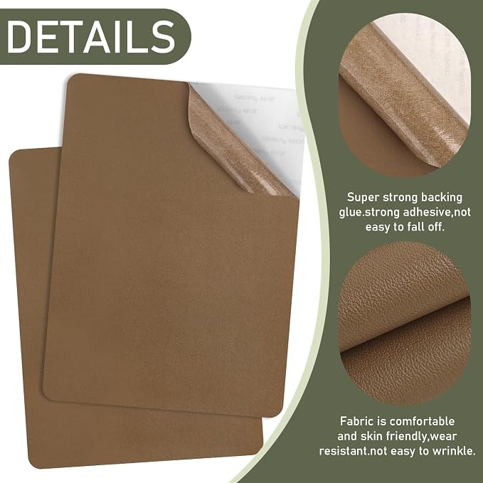 SYLVASS Self Adhesive Leather Repair Patches for Couch, Sofas, Furniture, Car Seats, Office Chairs, Pack of 2 Light Brown