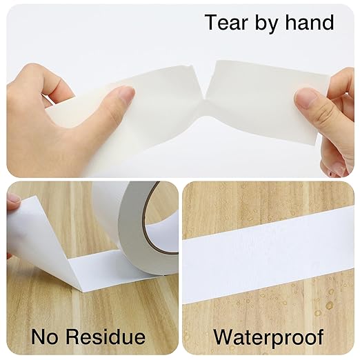 Heavy Duty Duct Tape 3 Inch X 33 Yards, 8.5 Mil Thickness, Multi Purpose White Duct Tape, No Residue, Waterproof, Tear by Hand - for Indoor Outdoor Repairs, Industrial, Professional Use