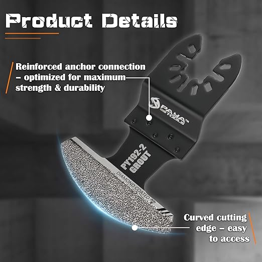 Universal Fit 40-50 Grit Diamond-Grit Edge Oscillating Blade for Grout Removal - 2-3/4" Cutting Width (3-Pack)