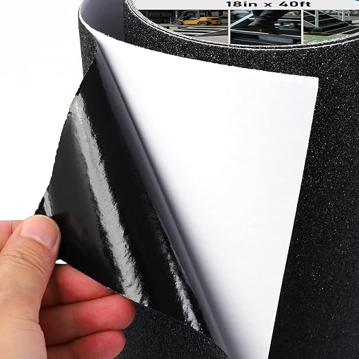 Extra Wide 18in x 40ft Black Anti Slip Tape, 80 Grit Waterproof Non Skid Grip Tape Roll for Ramps, Decks, Boat Decks, Warehouse Floors, Garages, Indoor & Outdoor Use