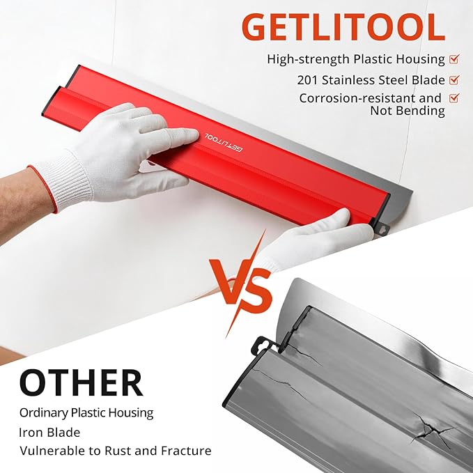 GETLITOOL 5PCS Paint Putty Scraper with Spare Blade, 5.9" to 31.5" Skimming Blades, Heavy Duty Drywall Knife Tool with Extension Pole for Drywall Repair, Joint Filling, Surface Finishing