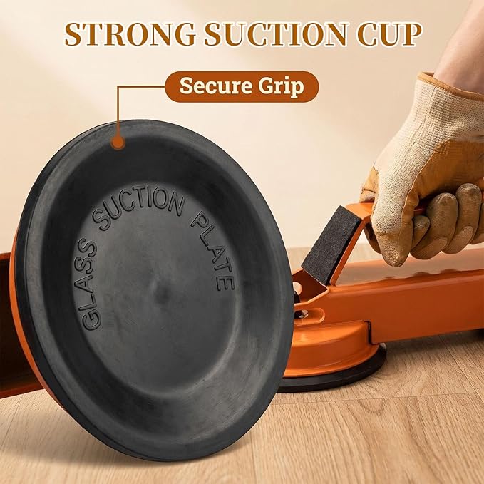 Floor Gap Fixer Tool 2026 New Heavy Duty Floor Gap Repair Tool with Enhanced Suction Cup & Mallet and 5pcs Sticky Pads for Laminate Vinyl Wood Tile Flooring (Orange)
