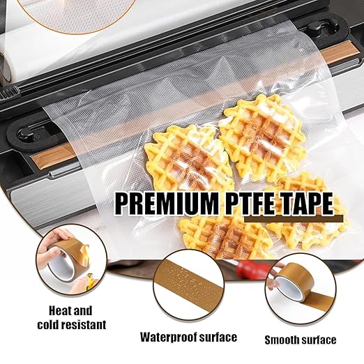 Teflone Glass Cloth Tape (2 inch x 33 Feet x 0.18mm), High Temperature PTFE Heat Resistant Adhesive Tape Non-Stick Surface for Vacuum Sealer Machine, Heat Press, Packaging, Electrical Use