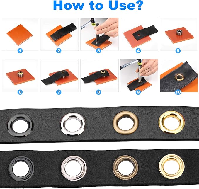 Glarks 164Pcs 1/2 Inch Grommets Eyelets with Tool Sets, 160Pcs 4 Colors Grommets Eyelets with 4Pcs Installation Tools for Fabric, Canvas, Curtain, Clothing, Leather Repair and Decoration