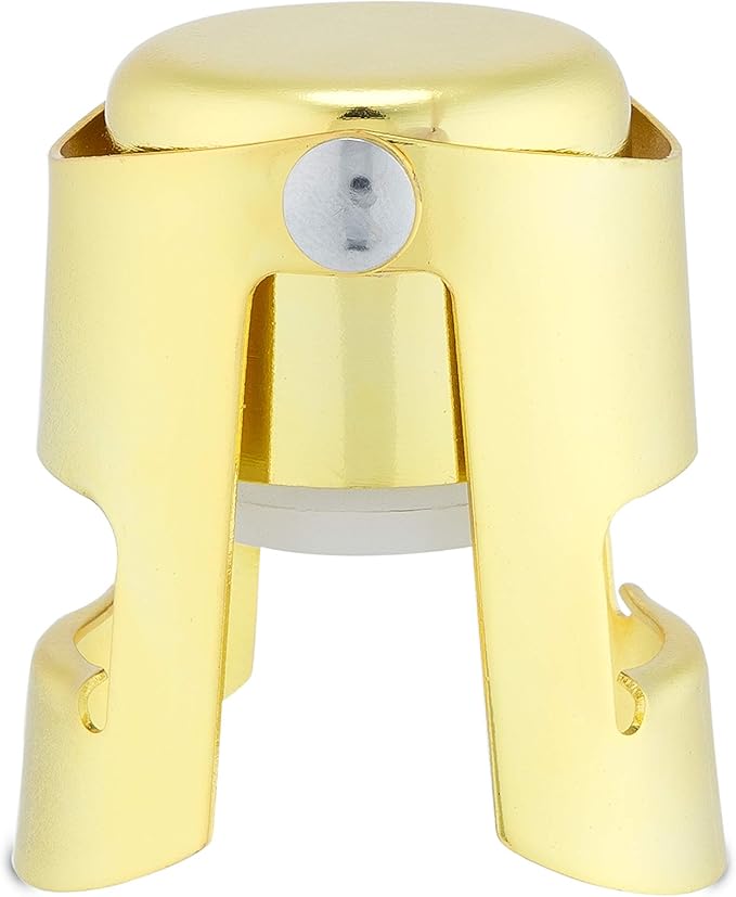 True Fizz Champagne Stoppers for Bottles, Sparkling Wine Stopper, Wine Accessories Kitchen Accessory, Gold Set of 1