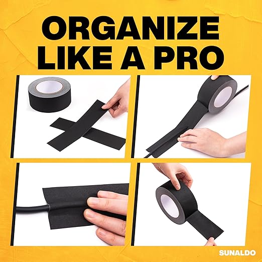 Gaffers Tape Heavy Duty, Easy to Rip, Residue-Free Professional Grade Floor Tape for Electrical Cords, Matte Finish Non Reflective, Weather Resistant (1, Black, 2" x 30 Yards)