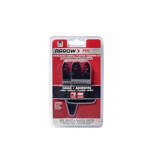 Arrow OSCSCPK-2A General Purpose Scraping Blade Kit for Oscillating Multitools, Includes 2 Scrapers for Removal of Paint, Caulk, Adhesives, and Sealants