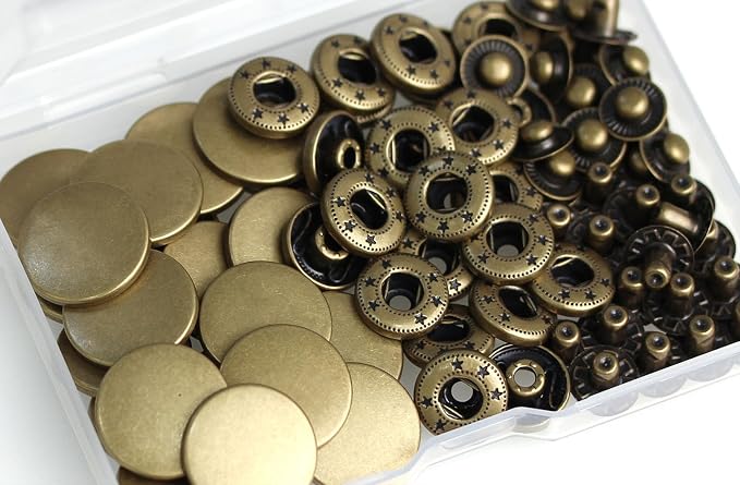 BetterJonny 24 Sets Heavy Duty Leather Snap Fasteners Kit, 20mm Metal Snap Buttons Press Studs Leather Rivets Snaps with 4 Setter Tools for Clothes Bracelet Jackets Jeans, 2 Color