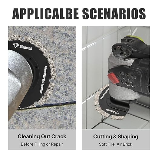 Diamond Oscillating Saw Blades 4PCS, 3'' Universal Multitool Blades for Grit Grout Removal, Quick Release Multi Tool Kit for Tile, Air Brick, Cement, Concrete, Masonry