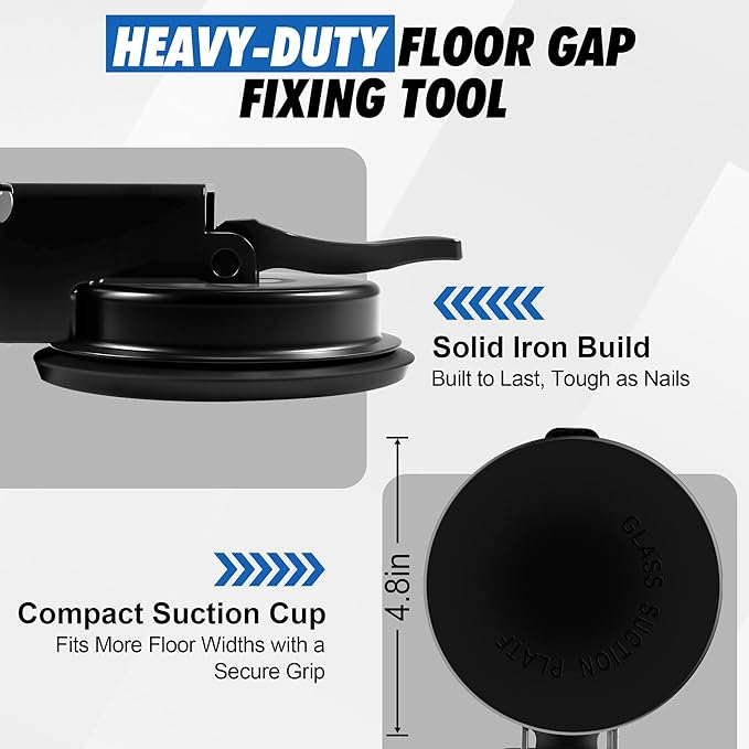 Floor Gap Fixer Tool with Rubber Mallet, Iron Body & Strong Suction Cup, Includes 5 Sticky Pads for Laminate, Vinyl, Wood & Tile Flooring Installation and Repair