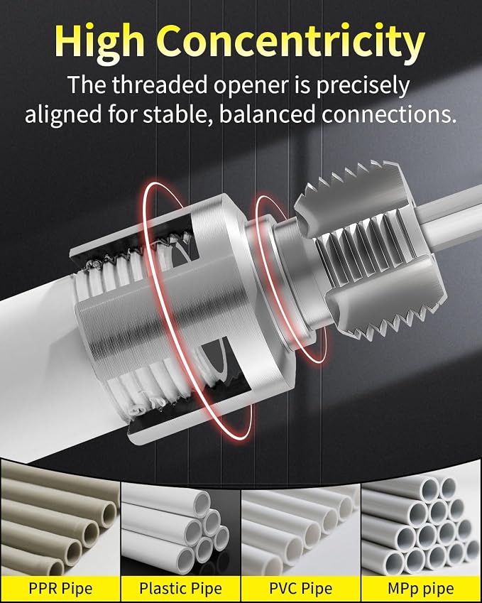 Internal & External Pipe Threading Tool, PVC Pipe Threader, Pipe Threading Tool, 1/2'' 3/4'' Dies Electric Drill Compatible for Home Repair (2PCS) (1/2（DN15))