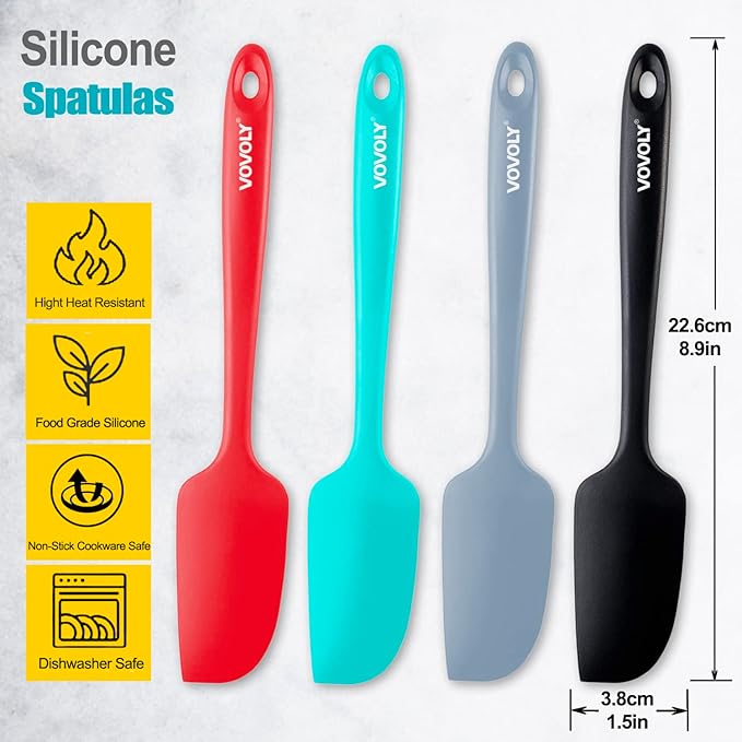 Mini Silicone Spatula - BPA Free Pro-Grade 600ºF Heat-Resistant Non-Stick Small Rubber Jar Spatula - Silicone Kitchen Scraper Utensil Tool for Cooking and Baking, 8.8 IN