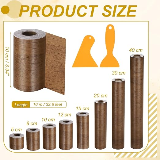 PATIKIL Wood Grain Repair Tape, 4" x 33' Self Adhesive Realistic Wood Tape with Scraper Durable Repair Patch for Furniture Floor Window Door Table DIY Home Decor, Natural Wood Grain