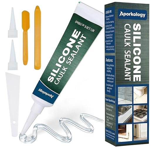 Clear Silicone Caulk Waterproof Silicone Sealant Stronger Adhesion Clear Caulk for Kitchen and Bathroom,Door, Window 3.38 fl.oz(100ml)