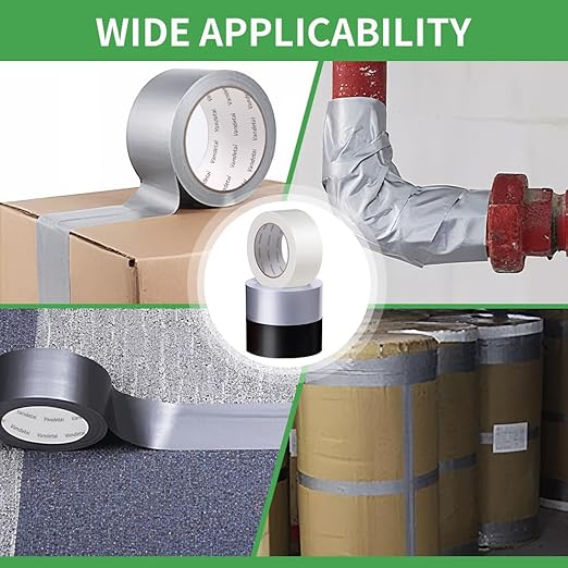 Duct Tape Heavy Duty Waterproof, Strong Adhesive Silver Duct Tape Bulk for Indoor Outdoor Repairs, DIY Work, Tear by Hand (Black + Silver + White 3 Pack, 2 Inch x 33 Yards Total)