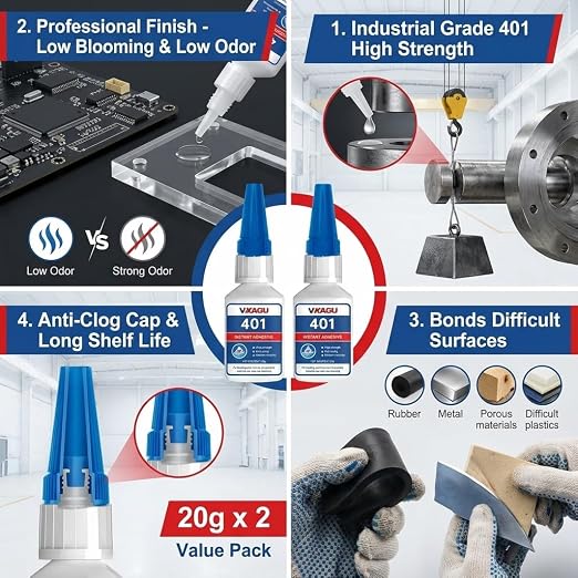 401 Super Bonder Instant Adhesive Clear 20g Suitable for Plastic Wood Metal Rubber Leather 12 Pack
