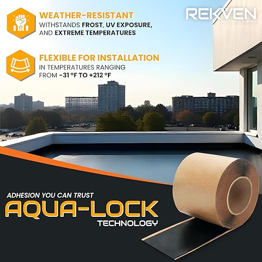 EPDM Rubber Roofing Seam Tape Kit - 30 Feet x 3 Inch - Double Sided Butyl Tape – Black Self Adhesive for Liner Bonding Sealing Repairs – Works with EPDM TPO Hypalon and Other Membranes