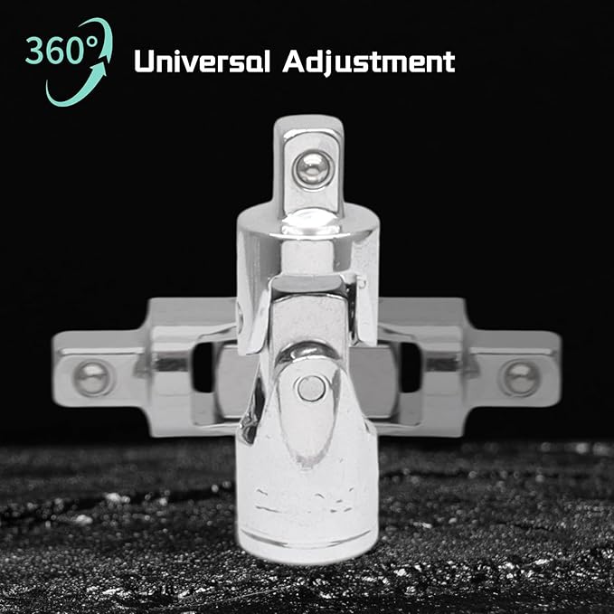 4 Pcs 1/4 Inch Socket Extension Set, CR-V Ratchet Extension Set Include 2, 4, 6 Inch Bars and 1/4" Universal Joint Socket for Ratchets and Torque Wrenches, Ideal for Repair, DIY