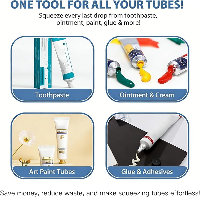 Toothpaste Tube Squeezer, Manual Caulking Gun for Aluminum Glue Ointment Paint Tubes, Handheld Dispenser with Pistol Grip for 30-150mL Soft Tubes, Effortless Squeezing Tool for DIY Home Repair