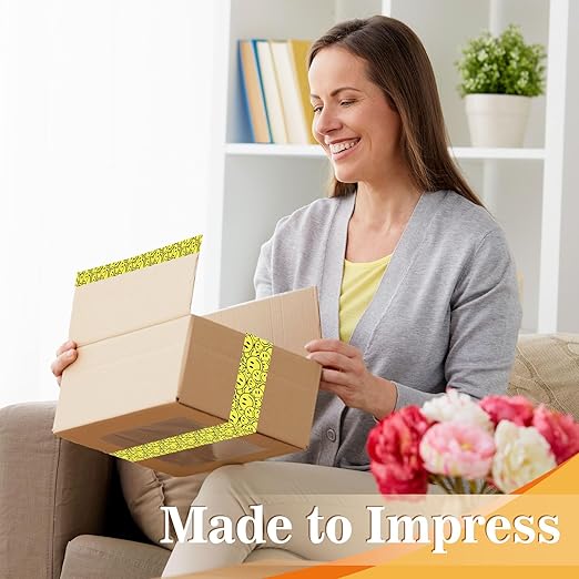 Whaline 109Yard Smile Face Packing Tapes Waterproof Cute Cartoon Shipping Tape Sticky Decorative Gift Wrapping Tape for Small Business DIY Crafts Box