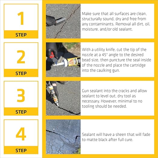 SIKA Sikaflex-410 Asphalt Sealant, Black, Self-Leveling Hybrid Sealant for Filling Cracks in Asphalt Driveways, Roadways, and Pavements - 9 fl. oz. Cartridge, Fills Cracks up to 1.5 in. Wide