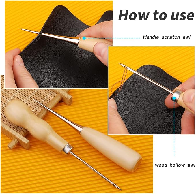 FTEVEN 43 Pieces Upholstery Repair Sewing Kit, Heavy Duty Sewing Kit with Leather Sewing Thread, Big Eye Sewing Needle, Sewing Awl for Furniture,Car, Sofa, Backpack, Shoe, Craft DIY