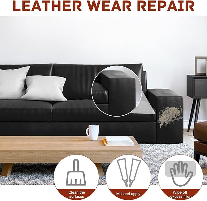 SEISSO Leather Repair Kit, Vinyl Repair Kit for Car Seats, Couches, Furniture, Jacket and Purse, Professional Leather Repair Paste with Glue Repair Tears & Burn Holes in Genuine or Faux Leather
