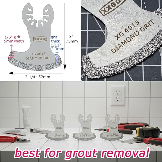 XXGO 3 Pcs Diamond Grout Multitool Blade for Grout Remover XG3001S