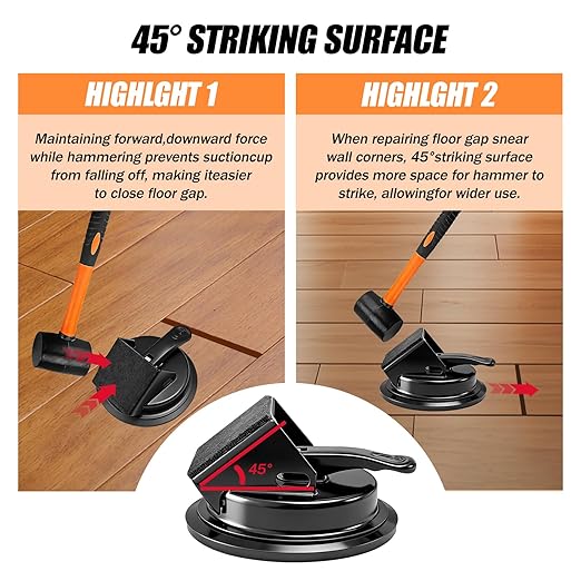 Heavy Duty Gap Fixer Tool for Laminate Flooring - Laminate Floor Gap Repair Tool with Heavy-Duty Floor Suction Cup and Rubber Hammer,for Laminate and Vinyl Flooring