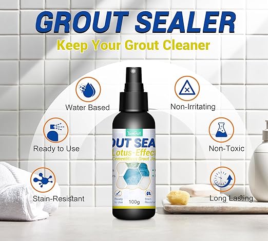 Grout Sealer 7oz/200g, Waterproof Penetrating Sealant with Squeeze Tip, Professional Stain Repellent, Clear Tile Sealer for Ceramic Marble Granite Stone, Indoor Outdoor Shower Bathroom Floors