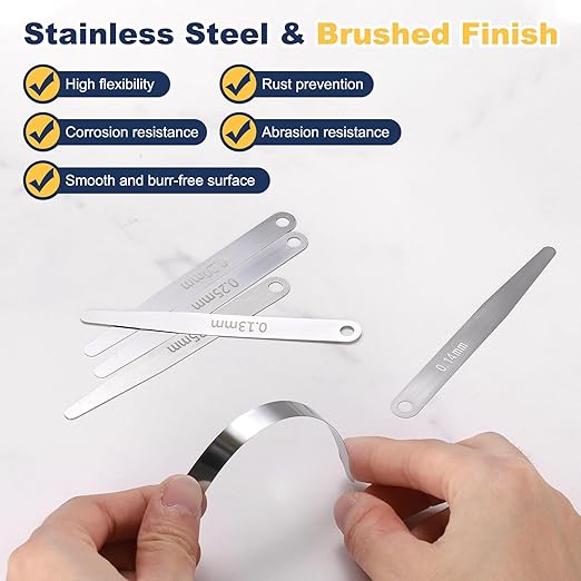 HARFINGTON 2pcs Metric Thickness Feeler Gauge 0.3mm Single Blade Oval Feeler Gauge 304 Stainless Steel Gap Measuring Tool for Repair Valve Guitar Spark Plug