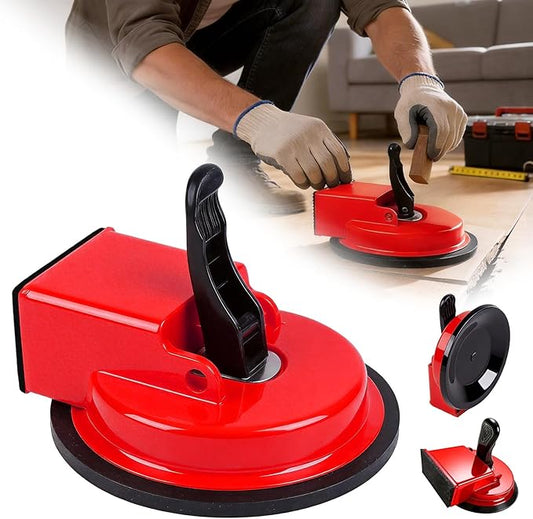 Floor Gap Fixer Tool, Upgraded Heavy Duty Floor Gap Fixer Suction Cup Tool, Made of Iron & Adjustable Height Setter, for Wood, Laminate, Tile, Vinyl Floor Gap Repair Tools (Red)