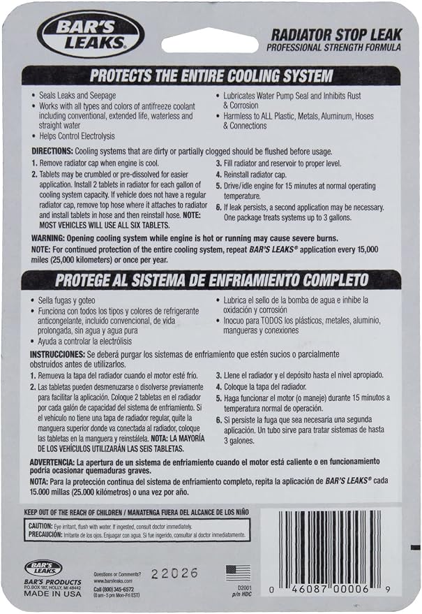 Bar's Leaks HDC Radiator Stop Leak Tablet - 60 Grams, Brown