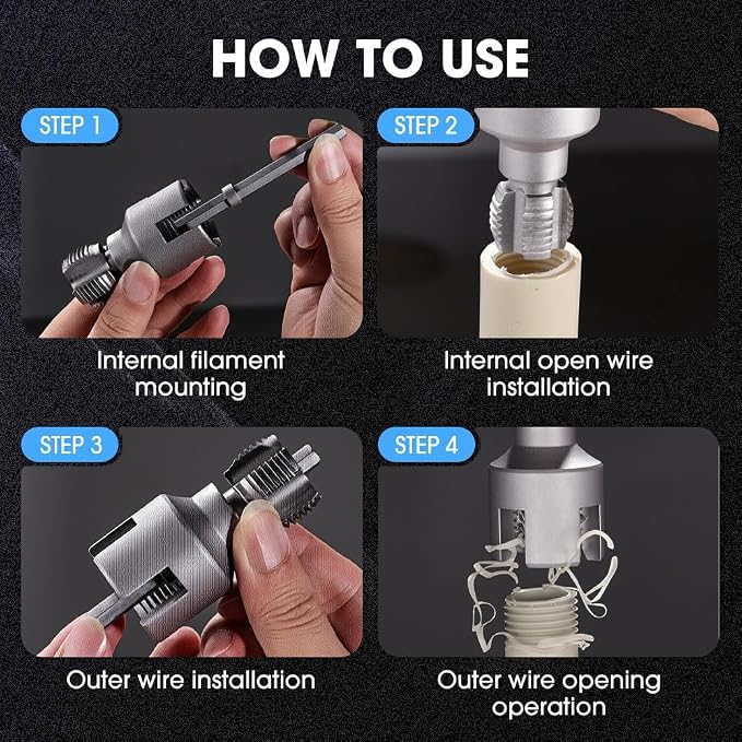 4 in 1 Water Pipe Wrench, 1/2'' 3/4'' 1'' PVC Pipe Threader Kit, Integrated Internal & External Pipe Threading Tool, 4 in 1 Water Pipe Threader Tool for Plumbing Projects Home Repairs (1/2"+3/4")