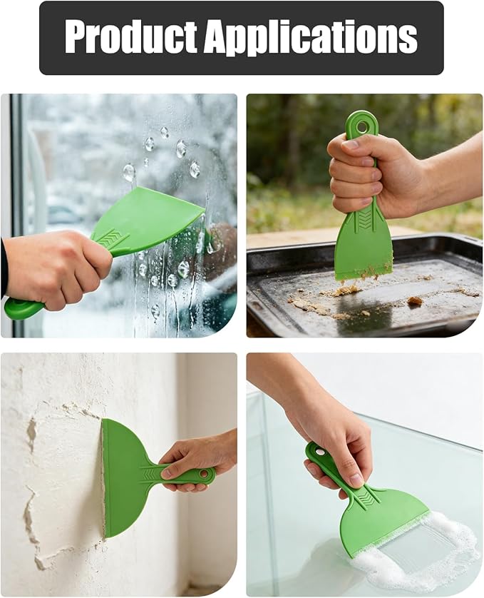 12 Piece Plastic Putty Knife Set Flexible Scraper Tool Kit with 6 Putty Knives and 6 Detail Scrapers for Wall Repair Patching Plastering Painting DIY Projects Green