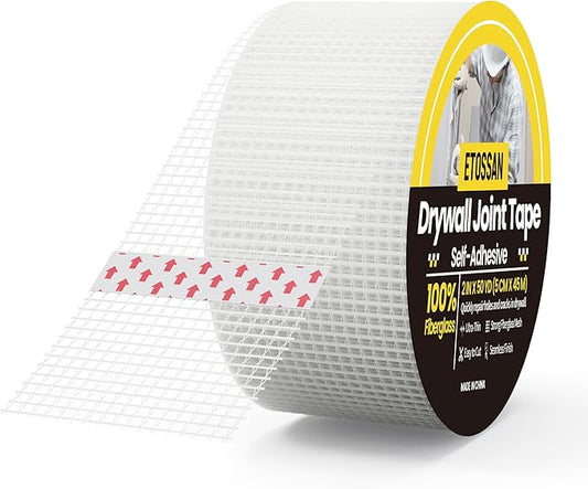 Drywall Joint Tape 2 Inch x 150FT Self-Adhesive Fiberglass Mesh Tape for Wall Crack Repair & Drywall Finishing